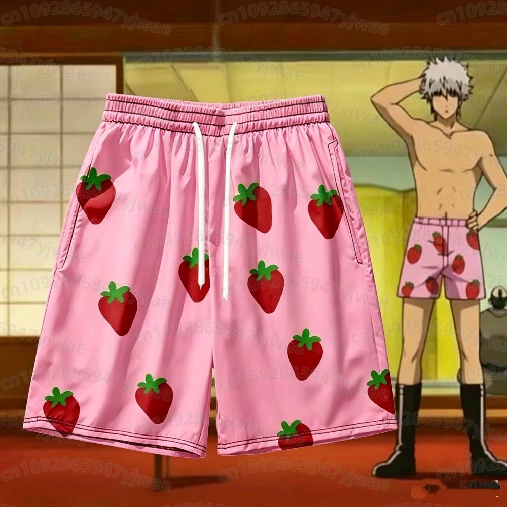 Anime Cosplay And Costumes - 2026 Men's Pink Strawberry Short Pants