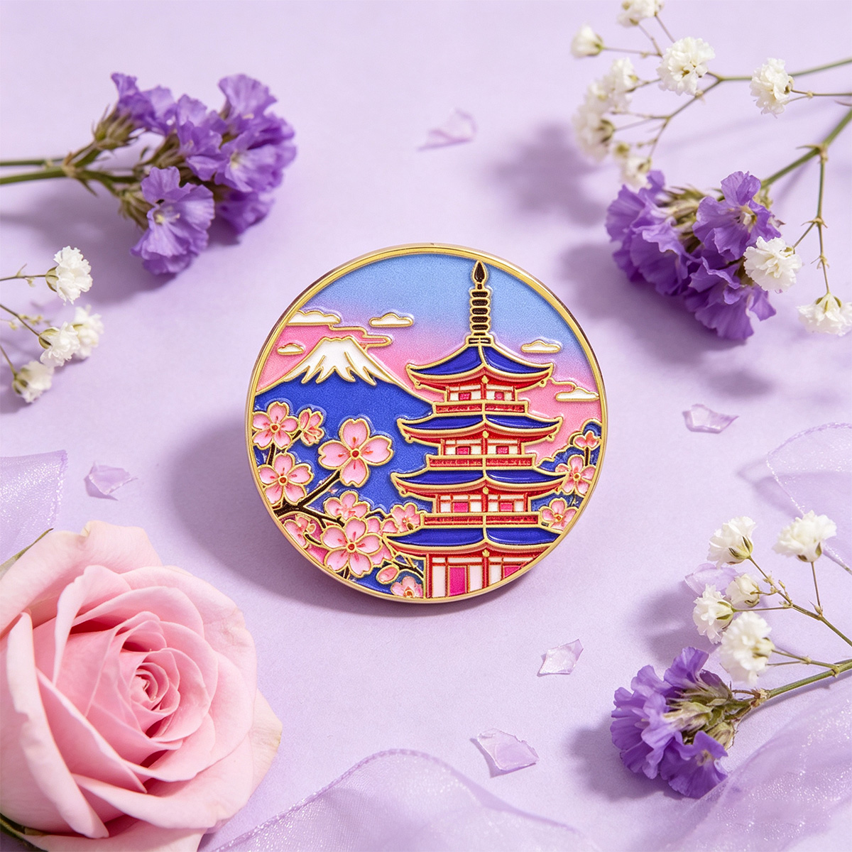 Japanese Cherry Blossom Enamel - Anime Cosplay Easy recension och pris
