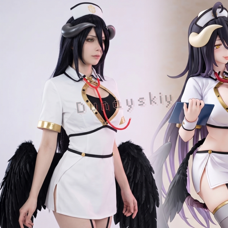 OVERLORD Albedo Gothic Angel N - Anime Cosplay Nurse recension och pris